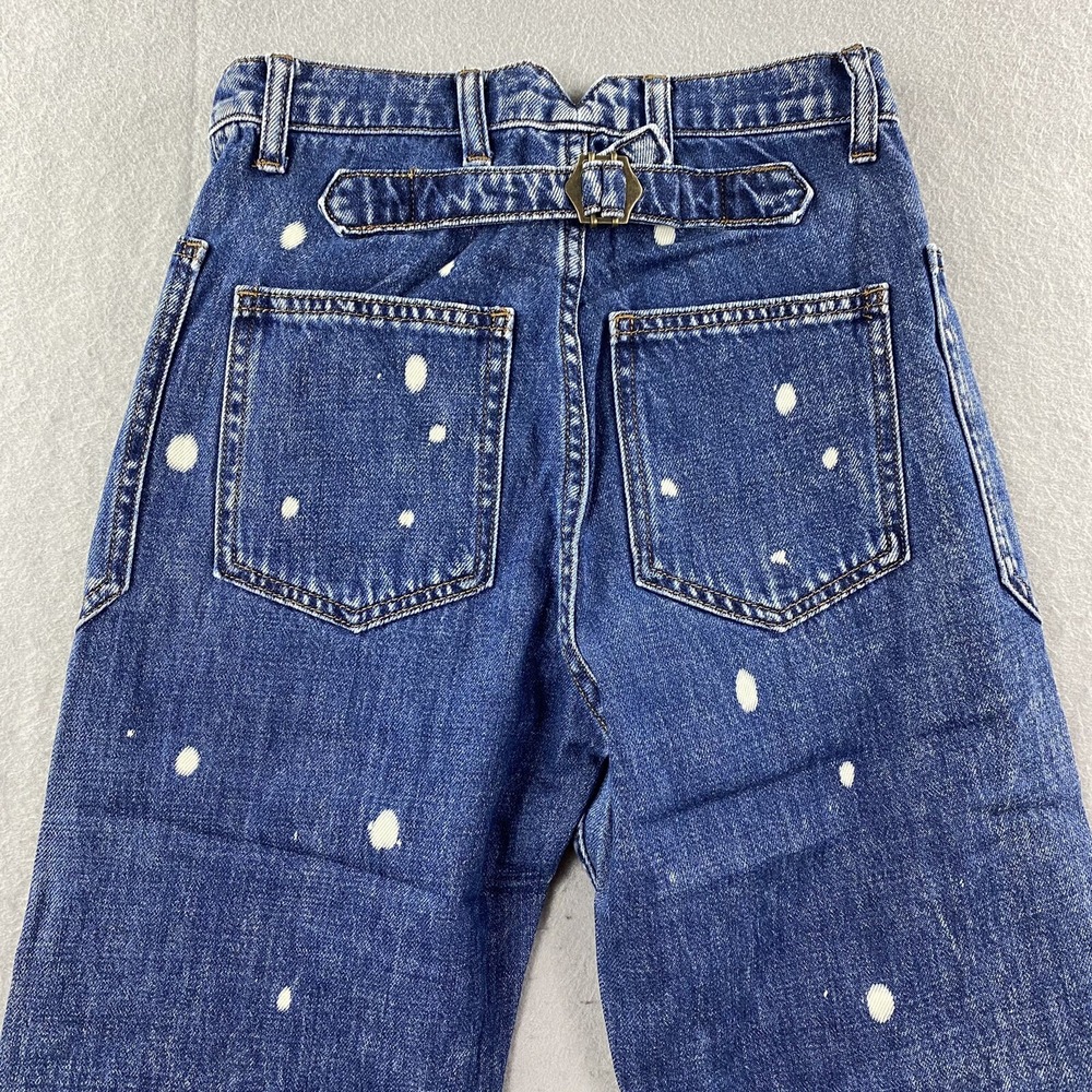 Sandrine Rose Jeans Womens 24 Blue Straight Wide Leg Button Fly Buckle Back - Picture 4 of 16